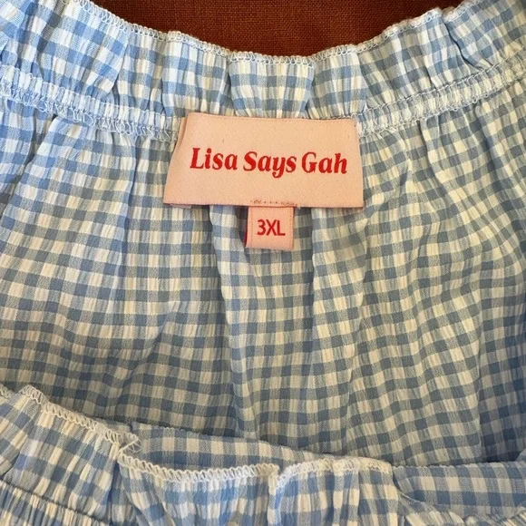 Lisa Says Gah Light Blue Gingham Blouse - Picture 6 of 6